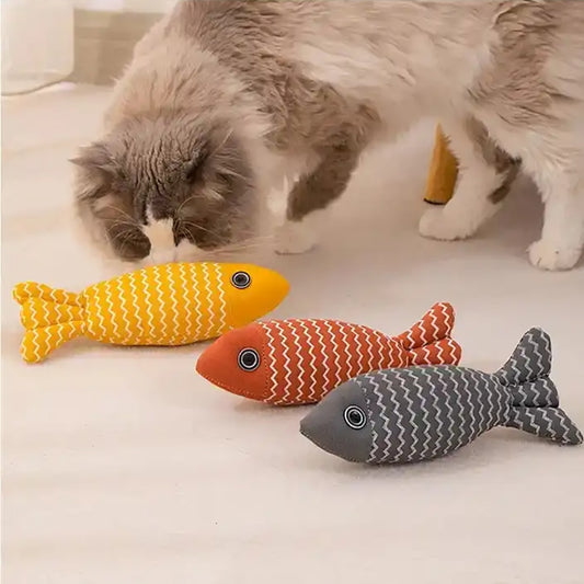 Burlap Fish Catnip Toy - Interactive Crinkle Kicker For Indoor Cats