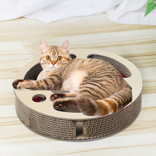 3-In-1 Cat Scratcher Pad With Bell Ball - Interactive Toy & Corrugated Scratching Board