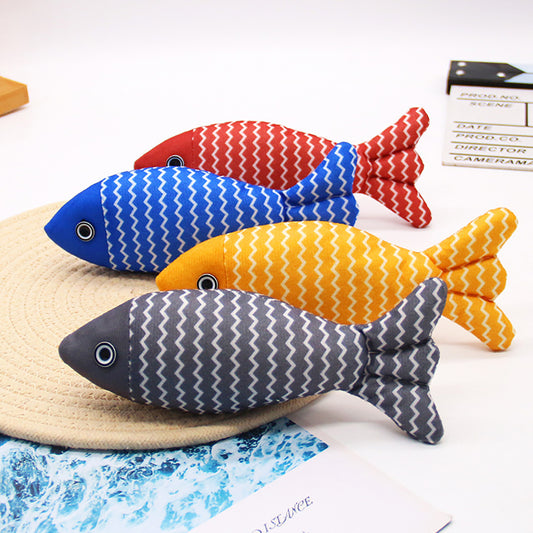Burlap Fish Catnip Toy - Interactive Crinkle Kicker For Indoor Cats